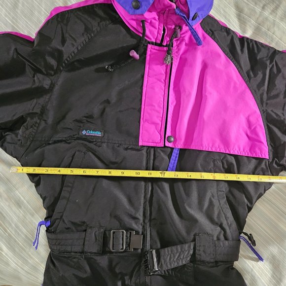 COLUMBIA Radial Sleeve 1-Piece Ski Snow Suit Black with Purple-Pink Colorblock - Picture 9 of 15